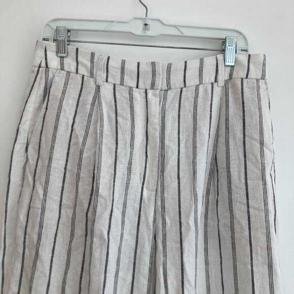 Old Navy Taylor Wide Leg Trouser Pants Wide Leg White Striped Beach Vacation Med - Picture 2 of 9